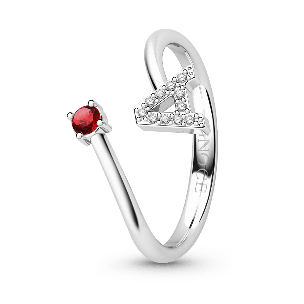 Gnoce Custom Letter Ring | Silver Birthstone Open Band Jewelry_3