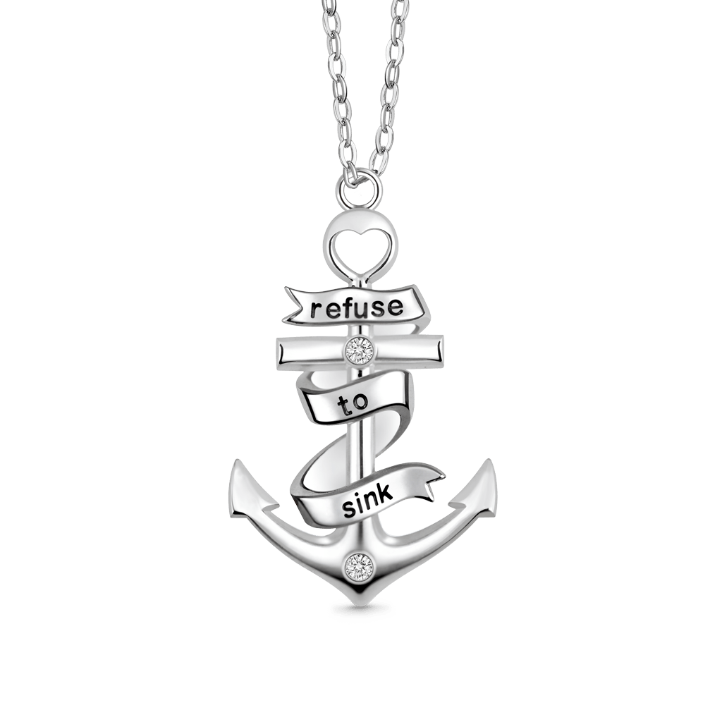Gnoce Anchor Heart Bar Necklace with Custom Engraved Name_1