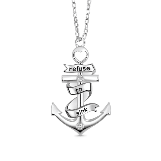 Gnoce Anchor Heart Bar Necklace with Custom Engraved Name_1