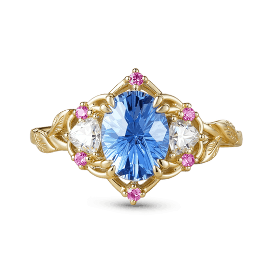 Gnoce Nature-Inspired Leaf & Floral  Oval-Cut Engagement Ring_1