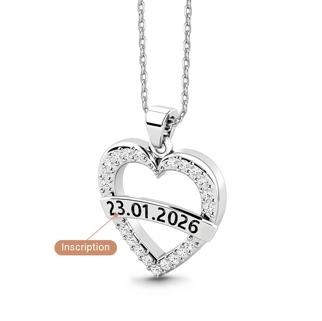 Gnoce Personalized Heart Birthstone Necklace with Custom Date Engraving_3
