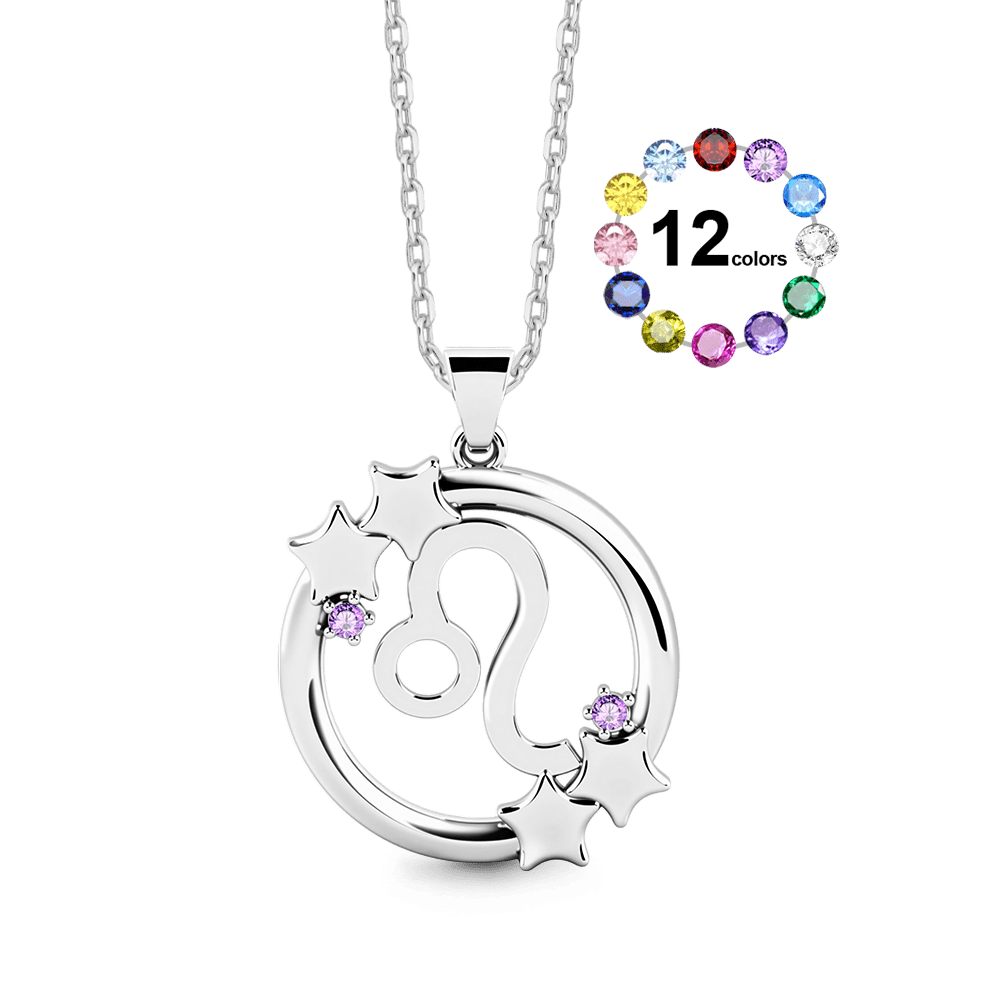 Gnoce Custom Zodiac Necklace with Personalized Birthstones_1