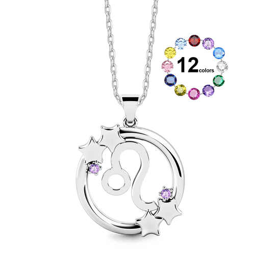 Gnoce Custom Zodiac Necklace with Personalized Birthstones_1