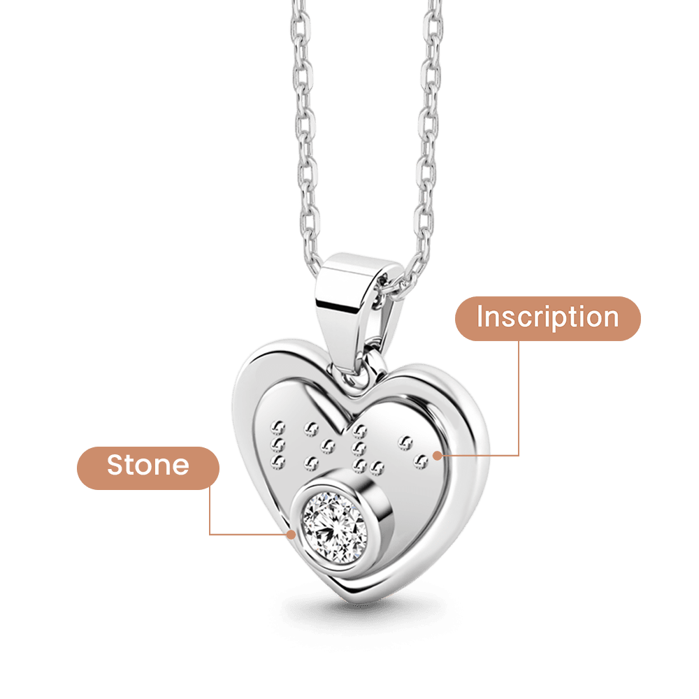 Gnoce Braille Heart Necklace with Custom Birthstone_3