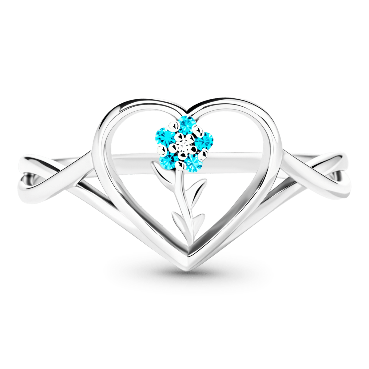 Gnoce Birthstones Flower Heart Ring Personalized Family Jewelry_4