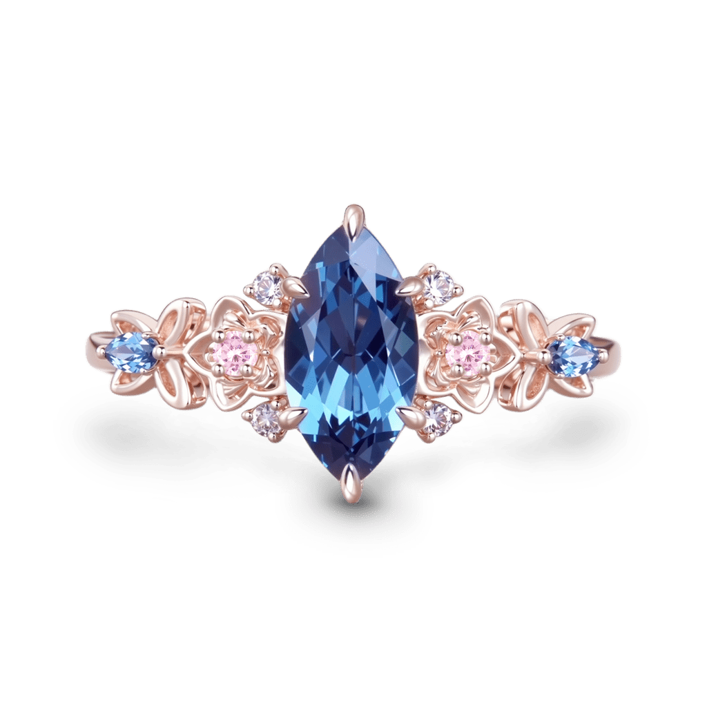 Gnoce Nature Inspired Marquise Cut Floral Butterfly Ring_1