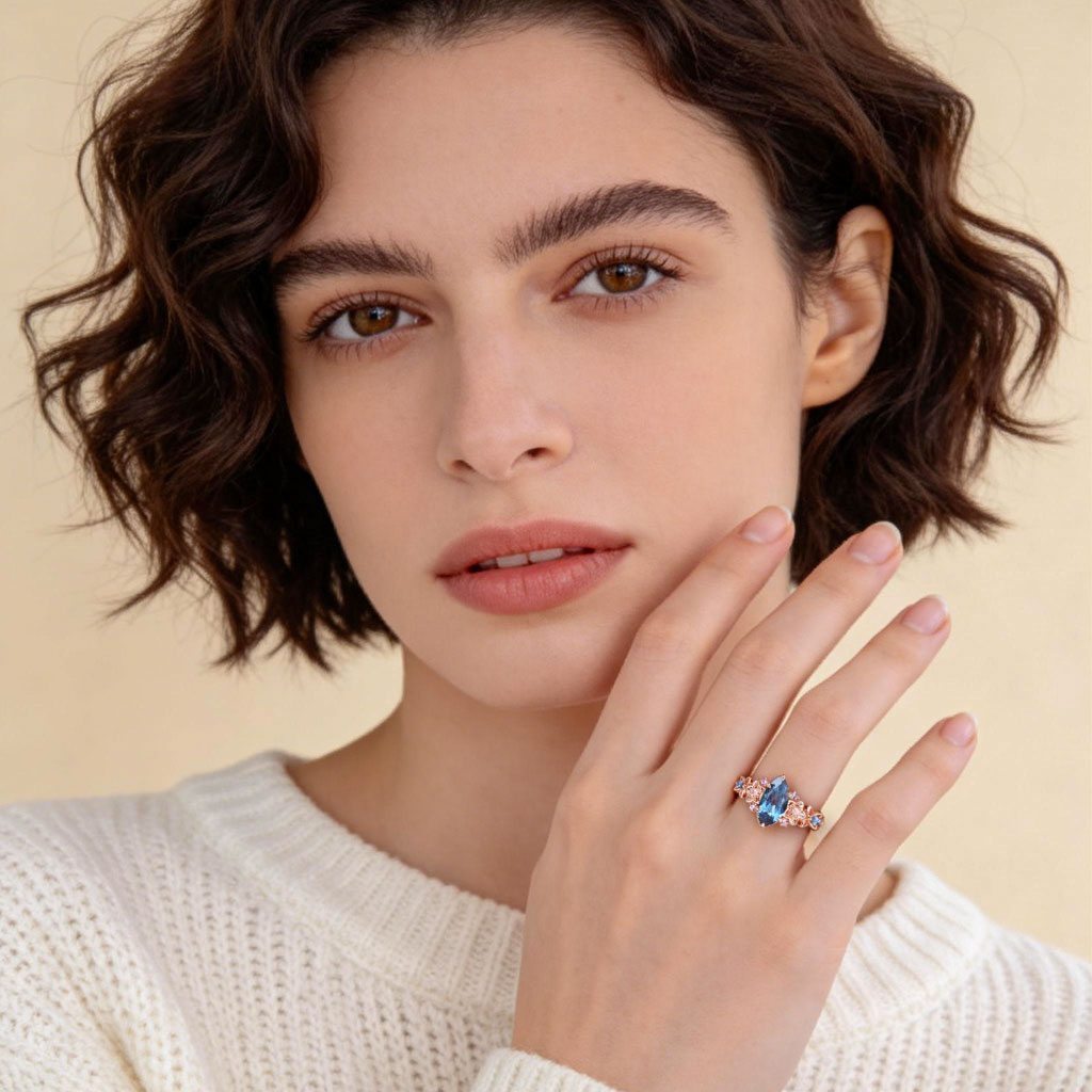 Gnoce Nature Inspired Marquise Cut Floral Butterfly Ring_3