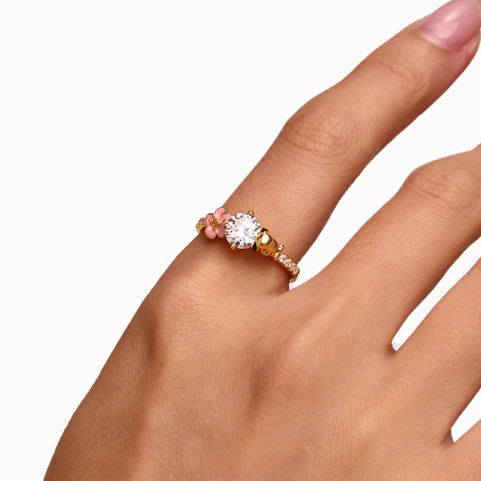 Gnoce Peanuts Snoopy Flower Round-Cut Ring_2