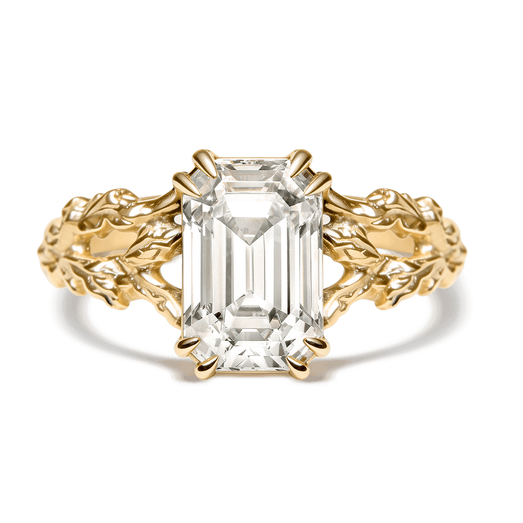 Gnoce Nature-Inspired Leaf  Emerald-Cut Engagement Ring_1