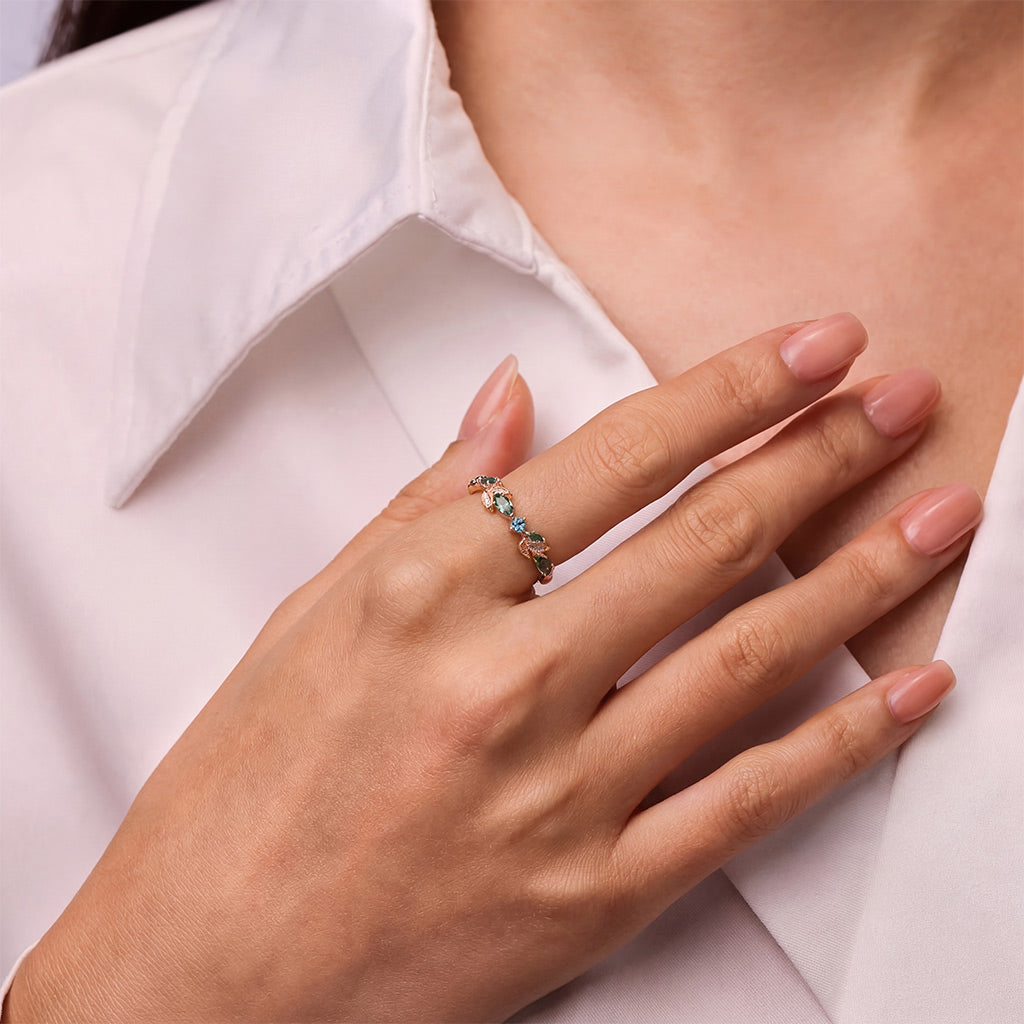 Gnoce Leaf Branch Marquise-Cut Band Ring_3