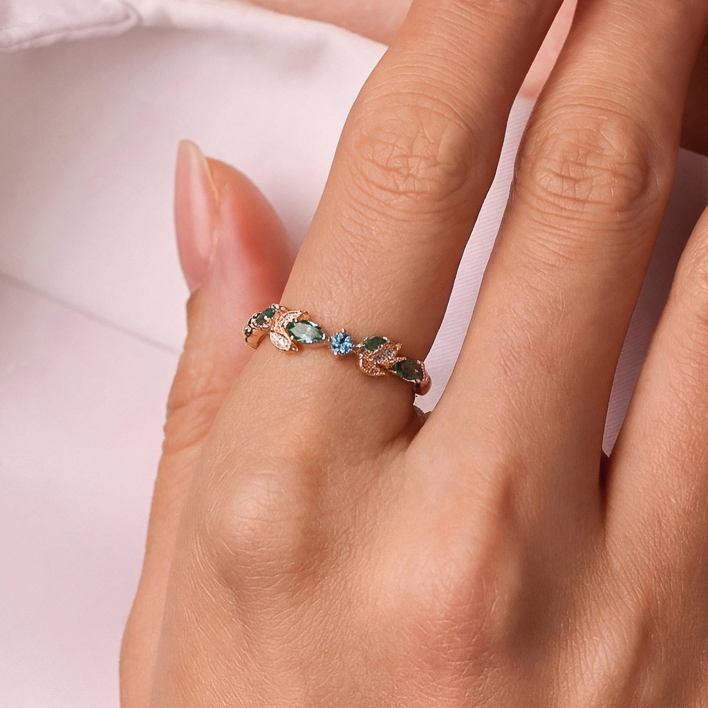 Gnoce Leaf Branch Marquise-Cut Band Ring_2