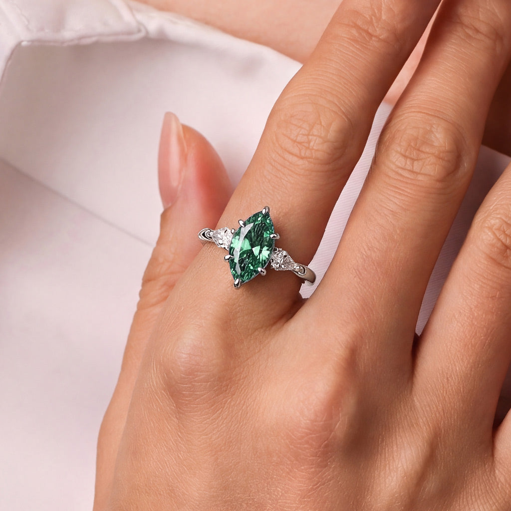 Gnoce Green Emerald Marquise-Cut Engagement Ring_2