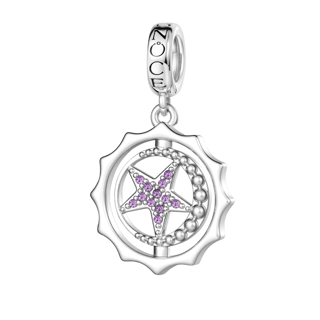 Gnoce Rotatable Star Birthstone Pendant Dangle Charm_2