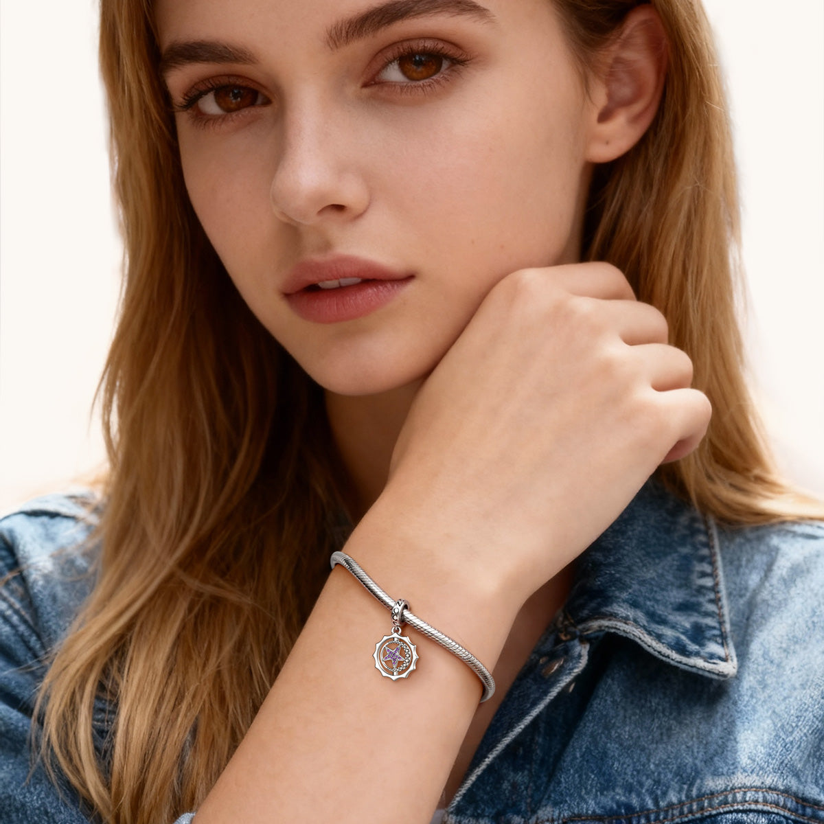 Gnoce Rotatable Star Birthstone Pendant Dangle Charm_5