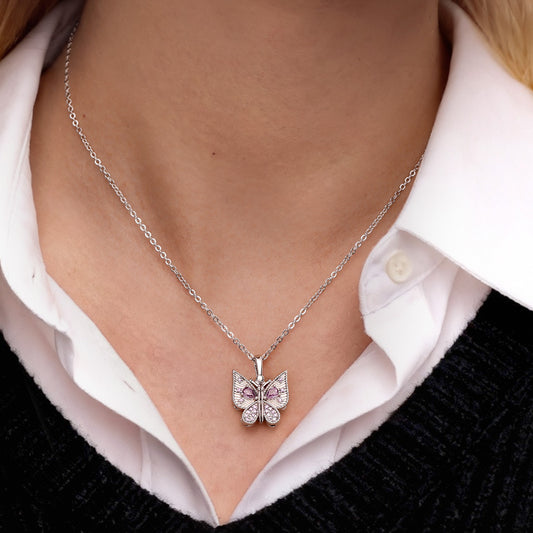 Gnoce Openable Butterfly Heart Engravable Pendant Dangle Charm_2