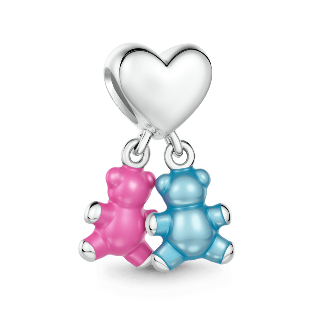 Gnoce Personalized Birthstone Bear Embraces Heart Pendant Dangle Charm_6