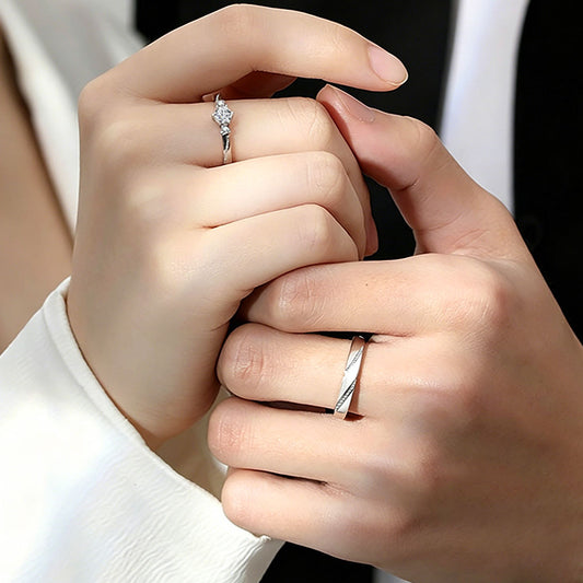 Gnoce 'Love At First Sight' Adjustable Diamond Couple Rings_5