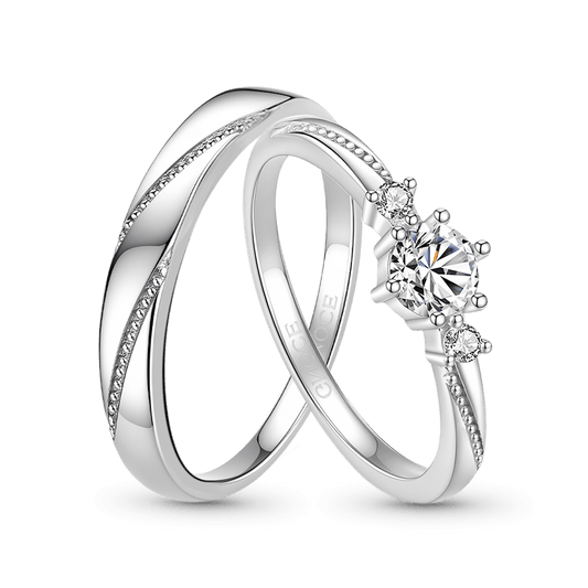 Gnoce 'Love At First Sight' Adjustable Diamond Couple Rings_1