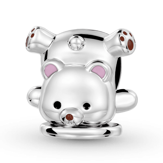 Gnoce Wax Seal Bear Engravable Charm Platinum-plated Silver Blend_1
