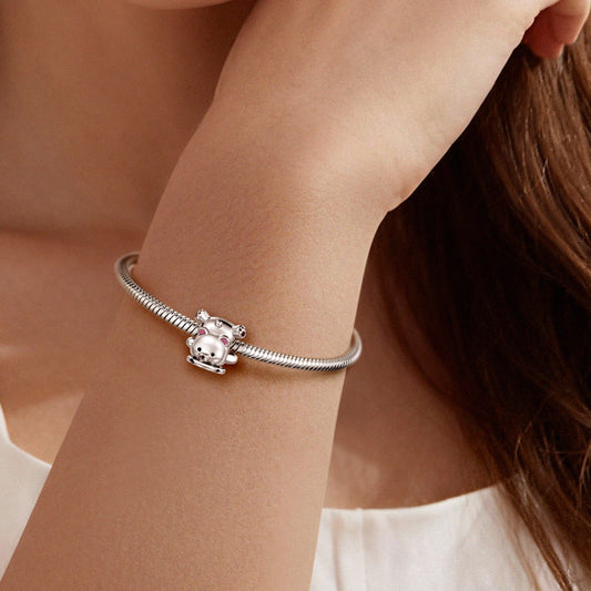 Gnoce Wax Seal Bear Engravable Charm Platinum-plated Silver Blend_3