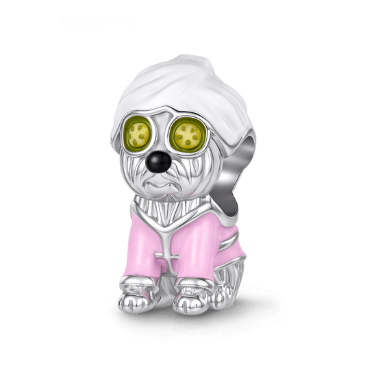 Gnoce Dog Wearing A Headscarf Charm Platinum-plated Silver Blend_1