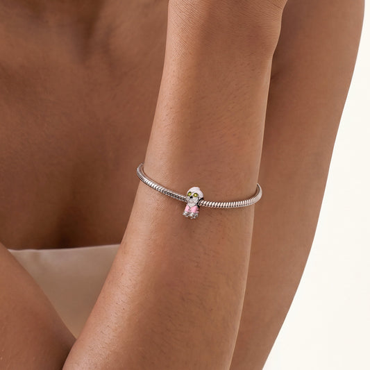 Gnoce Dog Wearing A Headscarf Charm Platinum-plated Silver Blend_2