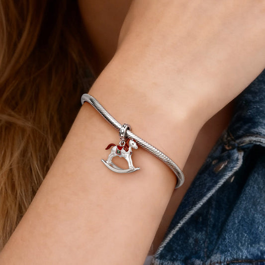 Gnoce Rocking Horse Charm Platinum-plated Silver Blend_2