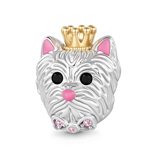 Gnoce Dog Head Engravable Charm Platinum-plated Silver Blend_1