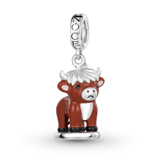 Gnoce Highland Cow Wax Seal Engravable Charm Platinum-plated Silver Blend_1