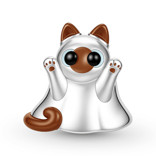 Gnoce Ghost Cat Charm Platinum-plated Silver Blend_1