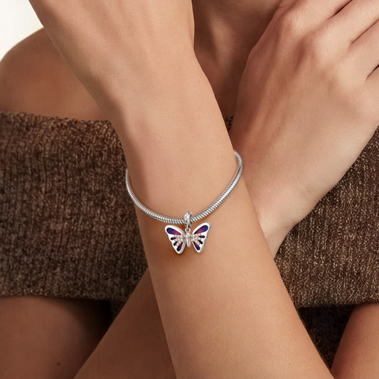 Gnoce Butterfly Charm Platinum-plated Silver Blend_3