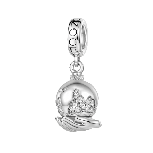 Gnoce Holding A Rotating Earth Charm Platinum-plated Silver Blend_1