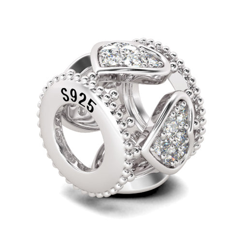 Gnoce "One Love, One Heart, One Destiny" 925 Sterling Silver White Crystal Heart Charm Best Gift for Her_2