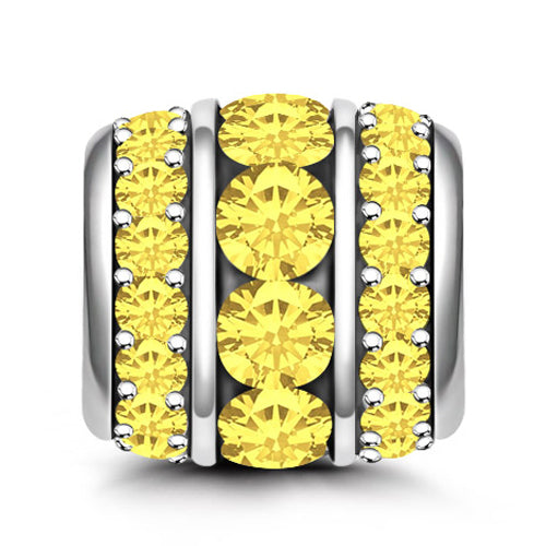 Gnoce "Citrine Yellow" November Birthstone Gift for Mom 925 Sterling Silver Bead Charm Fit for Pandora Bracelet_1