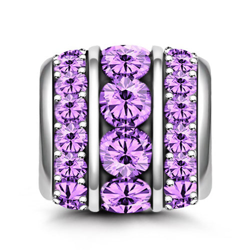 Gnoce "Wisdom Charm" Amethyst February Birthstone Charm 925 Sterling Silver Bead Charm_1