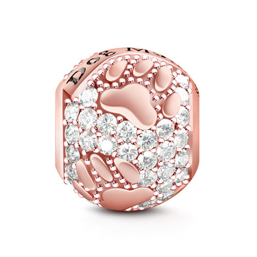 Gnoce "Love Me Love My Dog" Rose Gold Crystal Sterling Silver Charm- Engraved with Dog Mom, Gift for Pet Lover_2