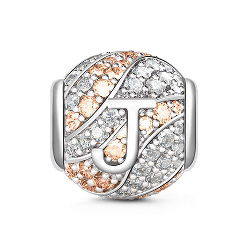 Gnoce “Letter J with Special Meaning for Special Person ”Made of 925 Sterling Silver Champagne & Clear  CZ Letter J Charm_1