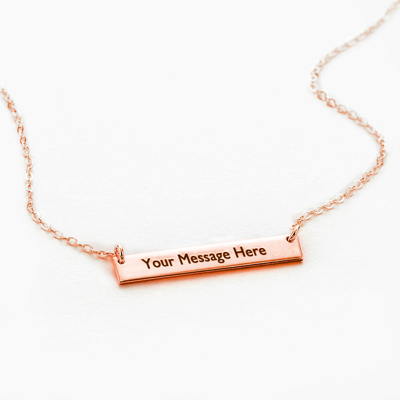 Gnoce "Speak Out Your Love" Made of 925 Sterling Silver With High-quality Rose Gold Plated Can Easily Engrave with Your Name, or A Word That Inspires You ,Rose Gold Engravable Bar Necklace_2