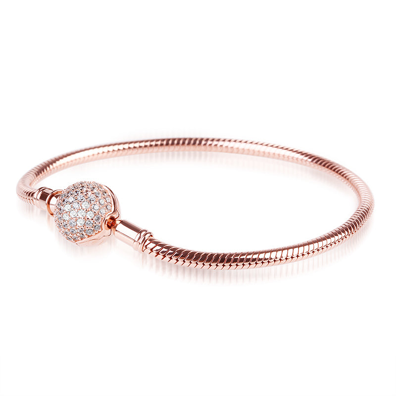 Gnoce "Endearing Gifts For Her" Crystal Round Shape Clasp Bracelet 18K Rose Gold Plated_3