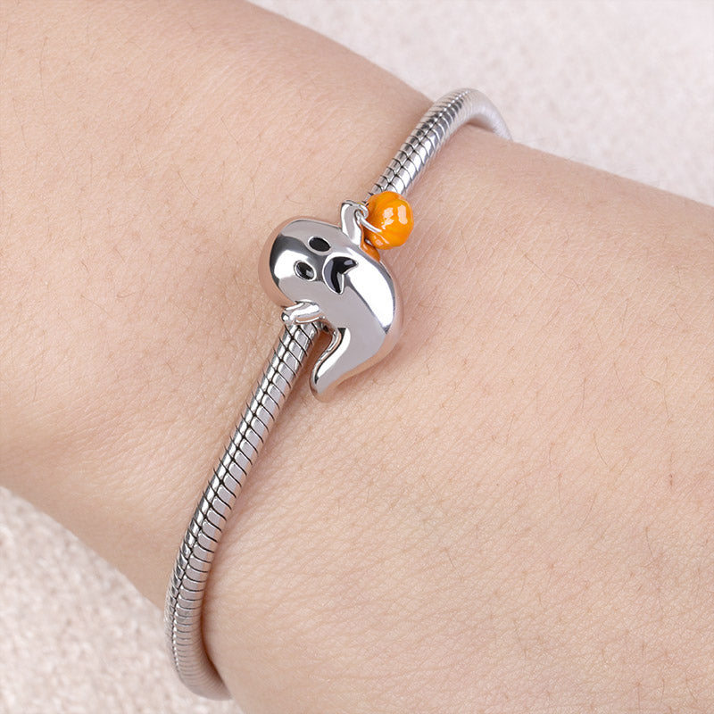 Gnoce "Trick or Treat" Cute Devil with Pumpkin Lamp 925 Sterling Silver Charm For Halloween Gift_3
