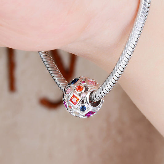 Gnoce "Lucky Gift For Her" Sterling Silver Colorful Beads Openwork Charm_3