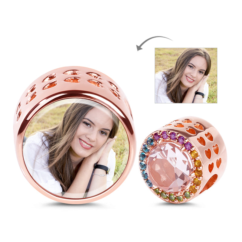 Gnoce "My Love Around You" S925 Sterling Silver 18k Rose Gold Plated Multicolor Czs Photo Beads Charms_1