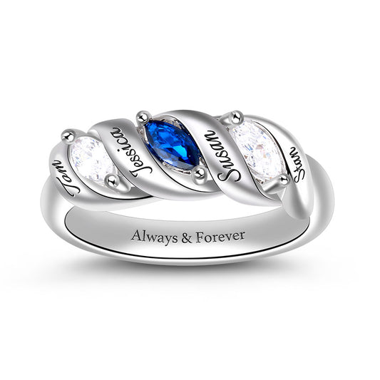 Gnoce "You Are My Everything" Sterling Silver Cutomized Ring Spiral Marquise Row Ring_1