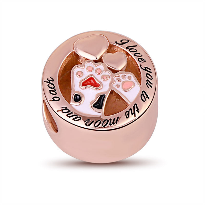 Gnoce "Love You to The Moon and Back" Paws Photo Charm Sterling Silver 18K Rose Gold_2