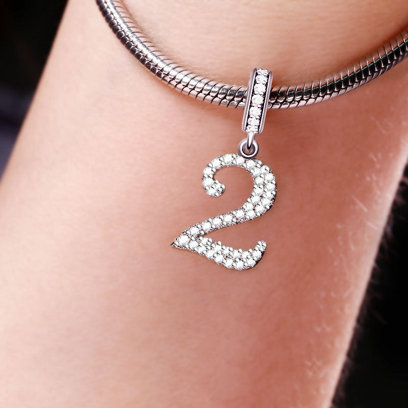 Gnoce "You and Me" Number Two Silver Number Theme Pendant For Bracelet or Necklace_3