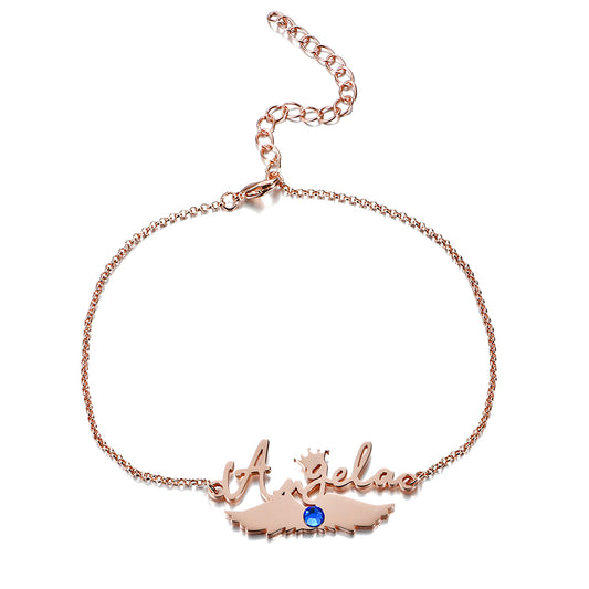 Gnoce "You Are My Angel" Personalized Name on the Wings Bracelet with Birthstone_1