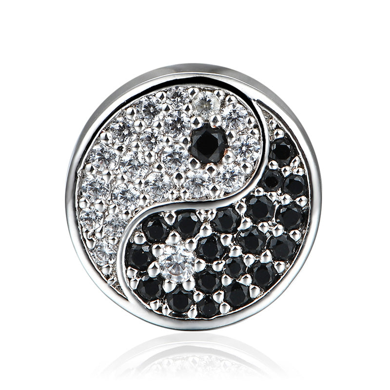Gnoce "The Power of Nature" Yin and Yang Diagram Charm 925 Sterling Silver Bead with CZ_1