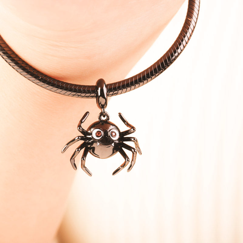 Gnoce "What Do You Think Of Me" Cute Spider 925 Sterling Silver Charm Pendant Black Plated_3
