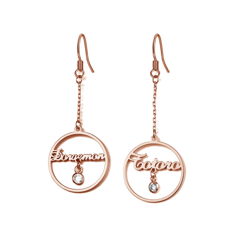 Gnoce "Let Me Accompany You" Personalized Sterling Silver Name Earring with Birthstone_1