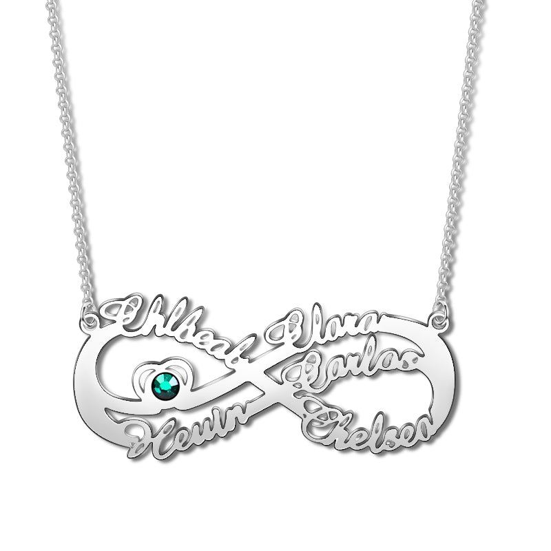 Gnoce "Infinity Love" 18K Rose Gold Plated Personalized Infinity Necklace with Birthstone_3